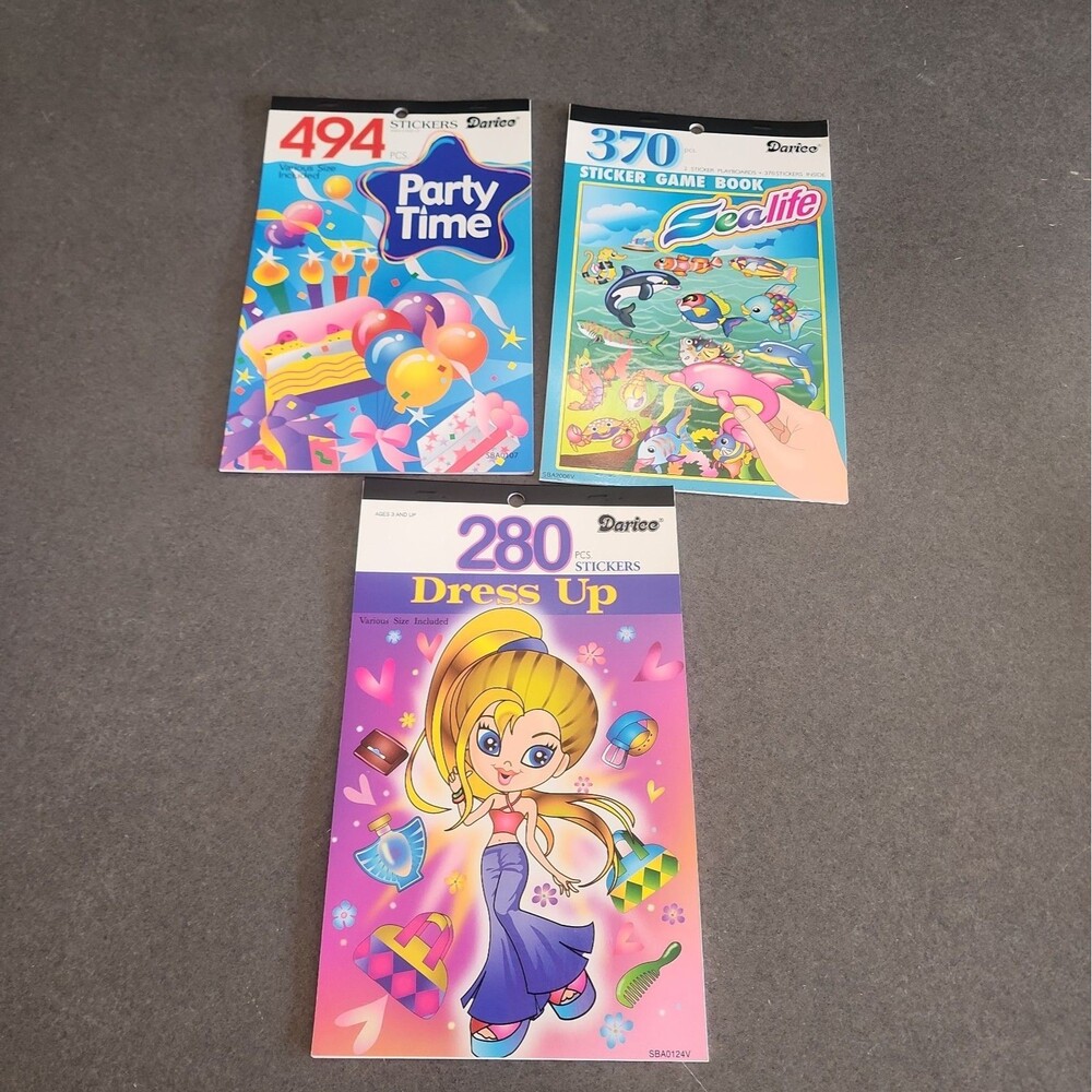 Vintage Darice Sticker Pads Lot of 3 Y2K 2000s NOS Deadstock Party Dress Up Sea